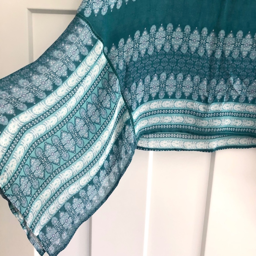 Sundance Teal Patterned Boho Blouse - Picture 4 of 7